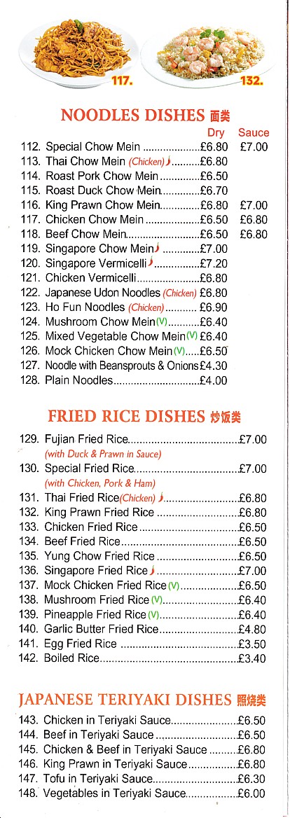 Menu of xxxxx