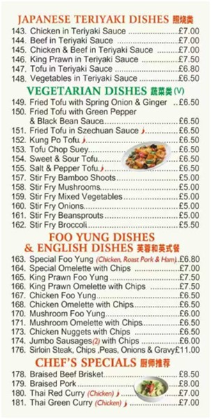 Menu of xxxxx