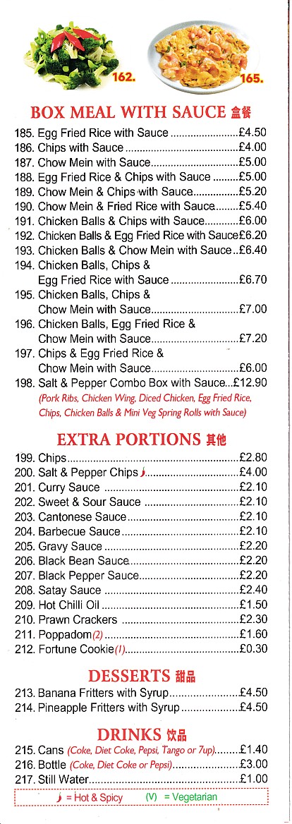 Menu of xxxxx