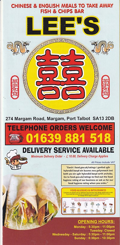 Lee's Chinese and Engish meals Margam Port Talbot