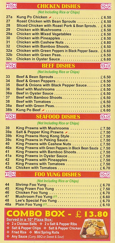 Lee's Chinese and Engish meals Margam Port Talbot