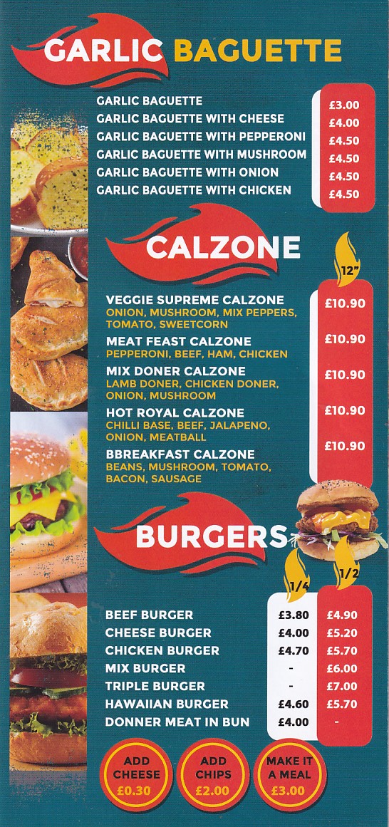 Menu of Royal Pizza Neath