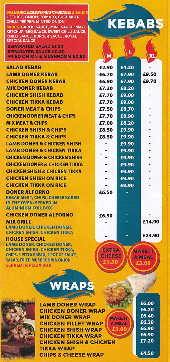 Menu of Royal Pizza Neath